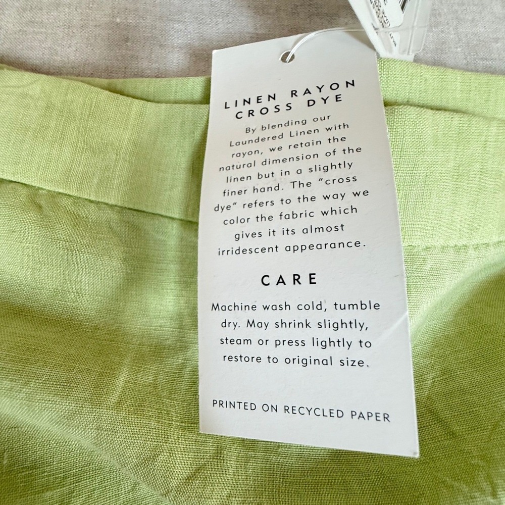 Eileen Fisher Button Wrap Skirt Women 3XP Lime Green NWT Linen Blend Midi - Picture 4 of 13